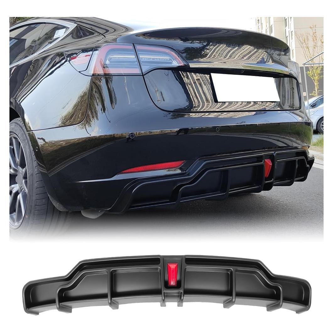 Difusor de Parachoques Trasero LED MODILOVER para Tesla Model 3 2017-2023