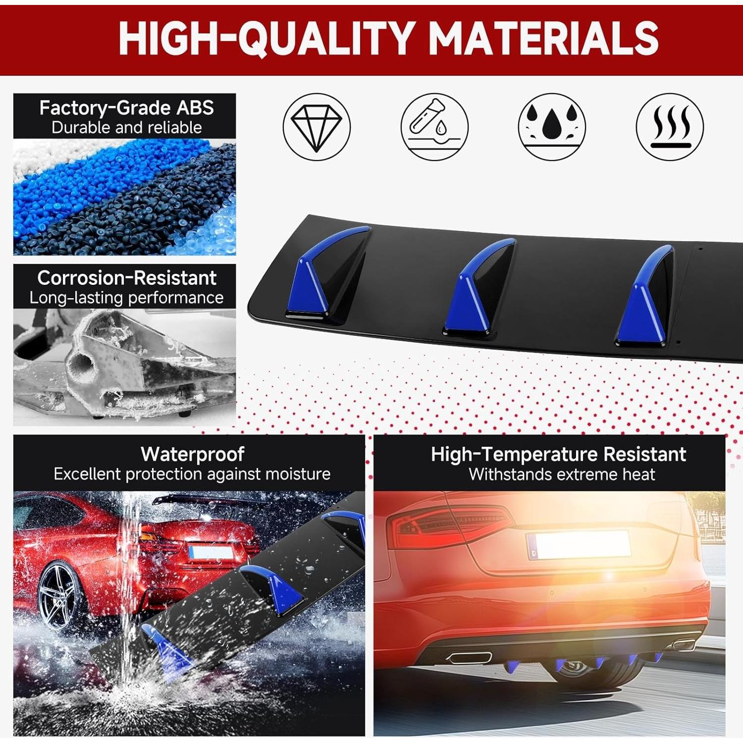 Difusor Trasero Universal JMTBNO 79cm Negro Brillante