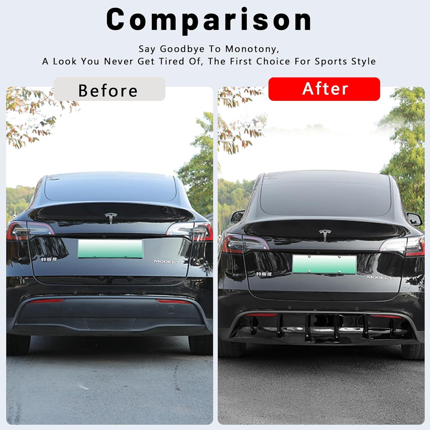 Difusor Trasero Tesla Modelo Y 2020-2024 Sin Perforación PP Negro