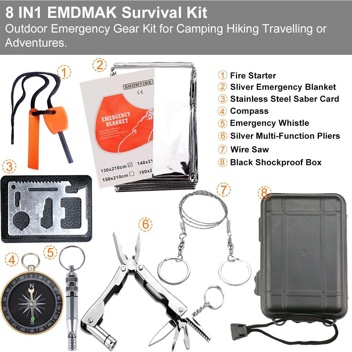Kit de Supervivencia EMDMAK 6 en 1 para Camping y Emergencias