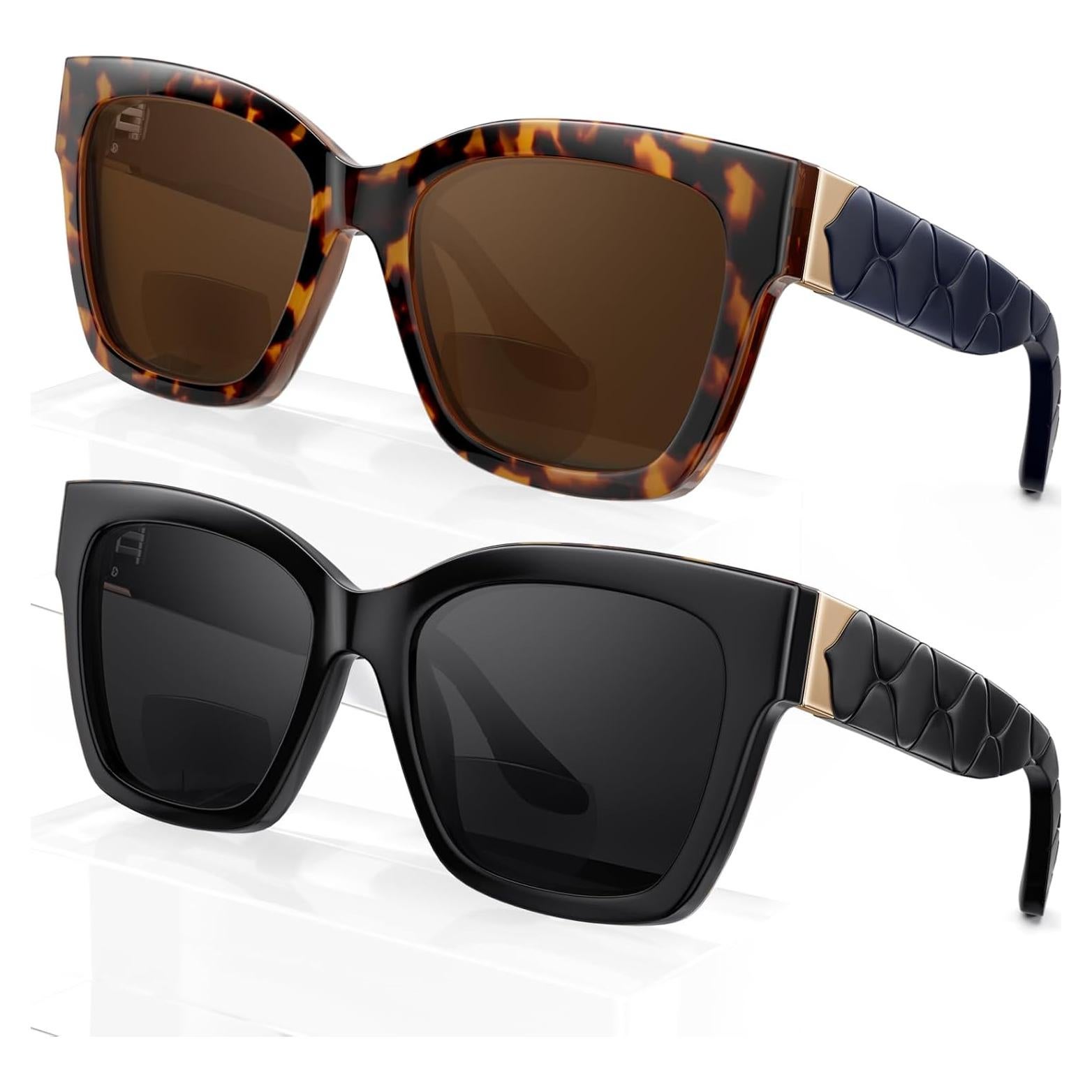 Gafas de sol bifocales SKYOLUY para mujer - UV400 - Negro y Tortuga