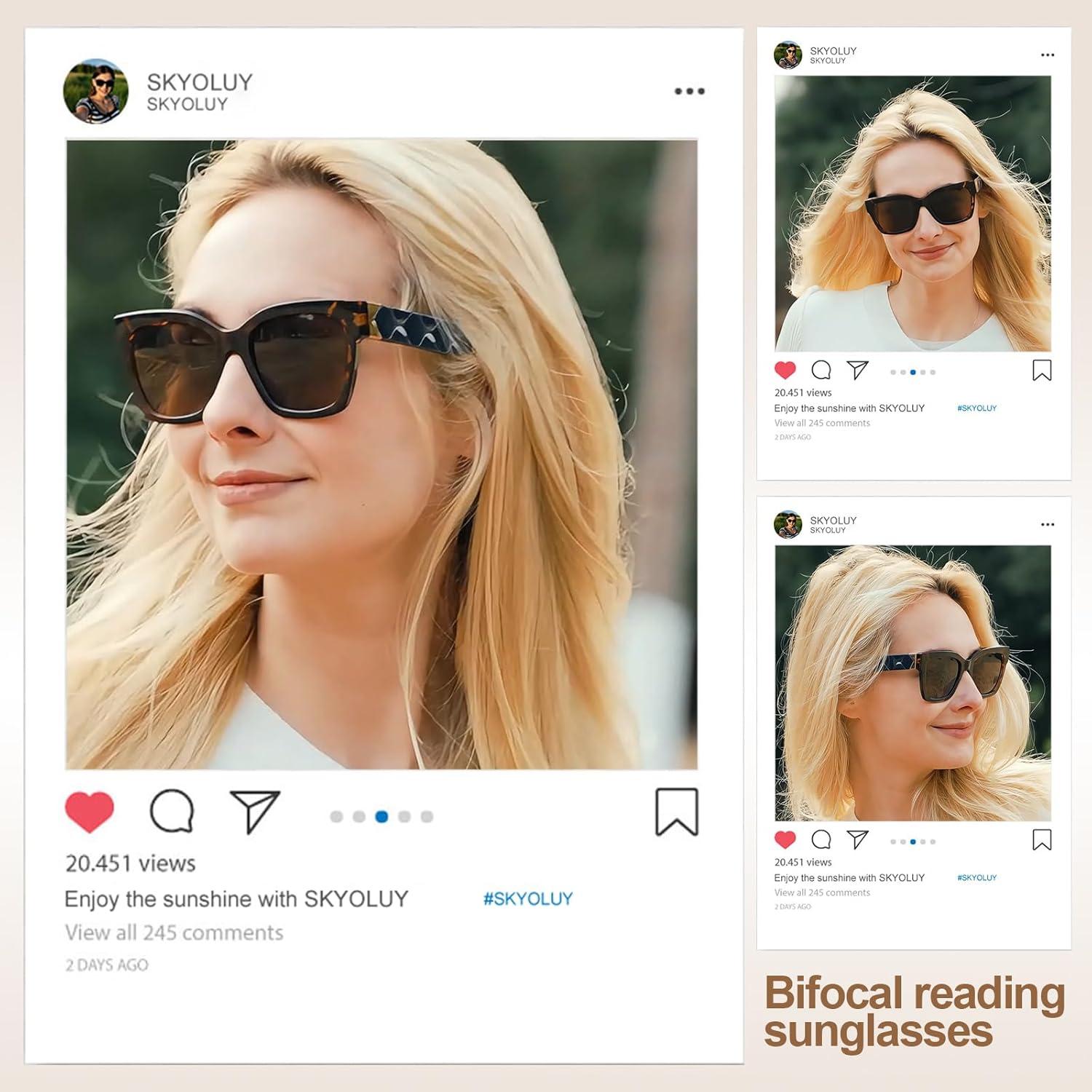 Gafas de sol bifocales SKYOLUY para mujer - UV400 - Negro y Tortuga