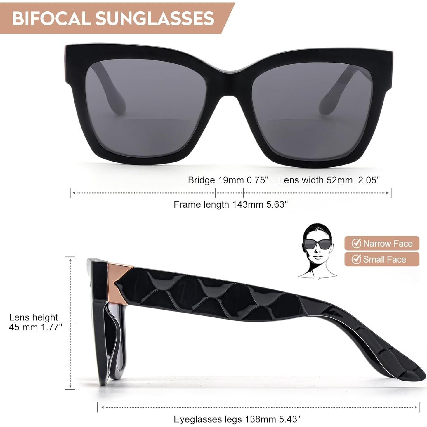 Gafas de sol bifocales SKYOLUY para mujer - UV400 - Negro y Tortuga