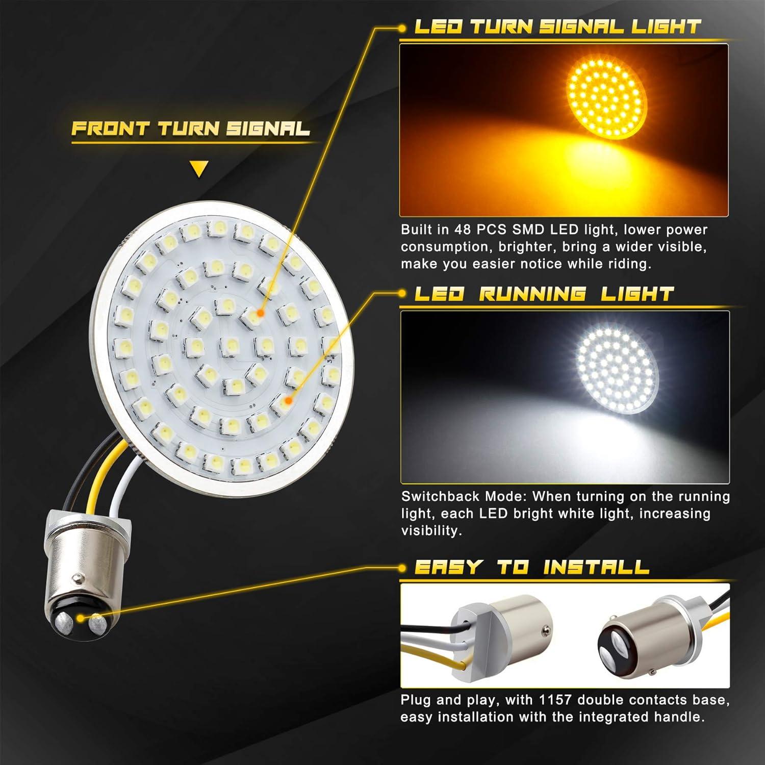 Señales de Giro LED NTHREEAUTO 1157 Ahumadas para Motocicleta