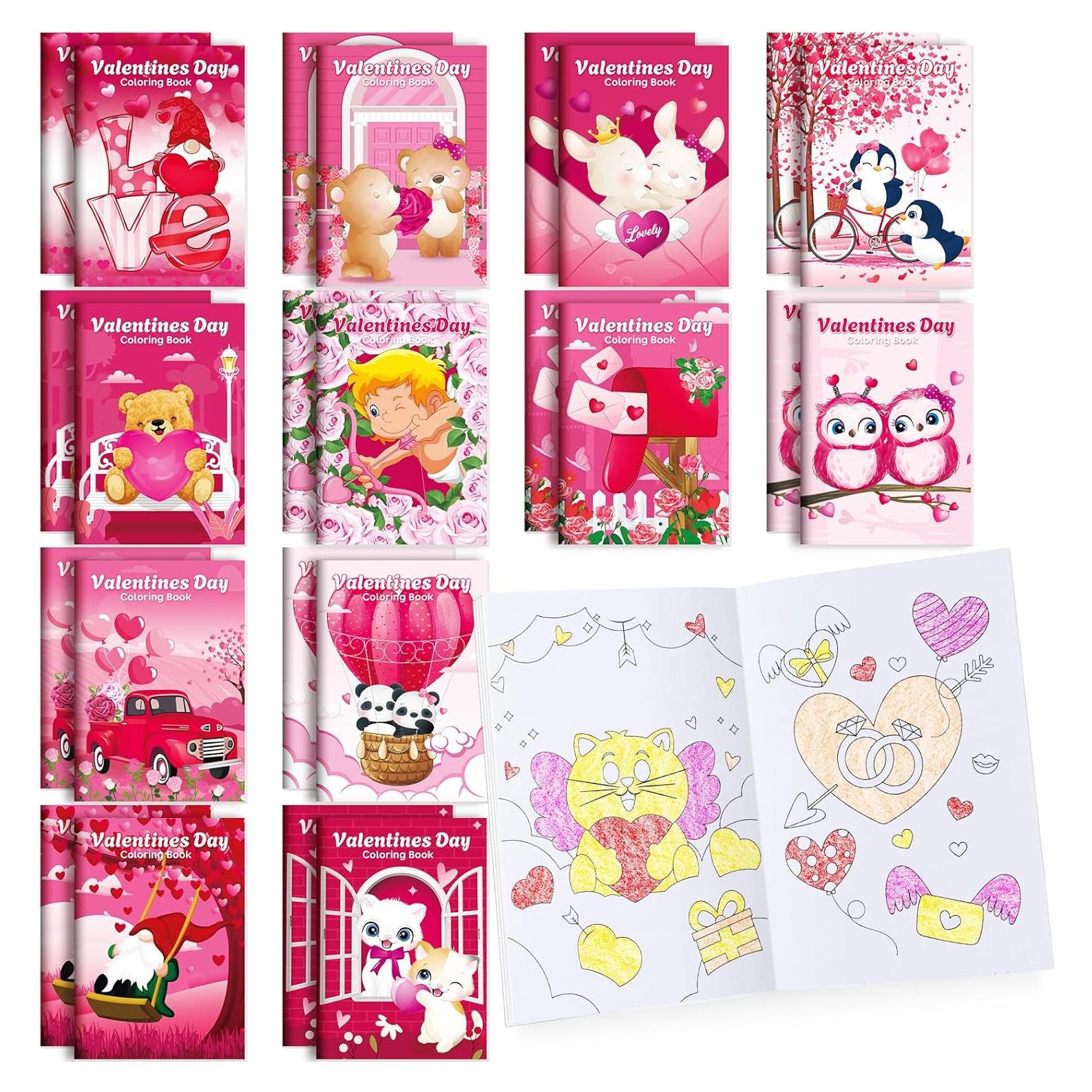 BenLouis 24 Libros de Colorear Mini para Niños - San Valentín