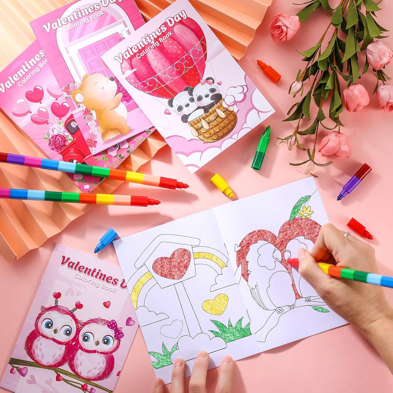 BenLouis 24 Libros de Colorear Mini para Niños - San Valentín