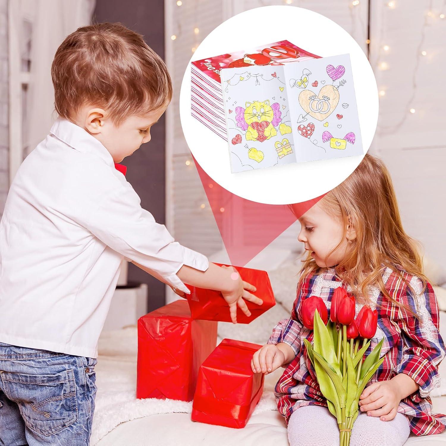 BenLouis 24 Libros de Colorear Mini para Niños - San Valentín