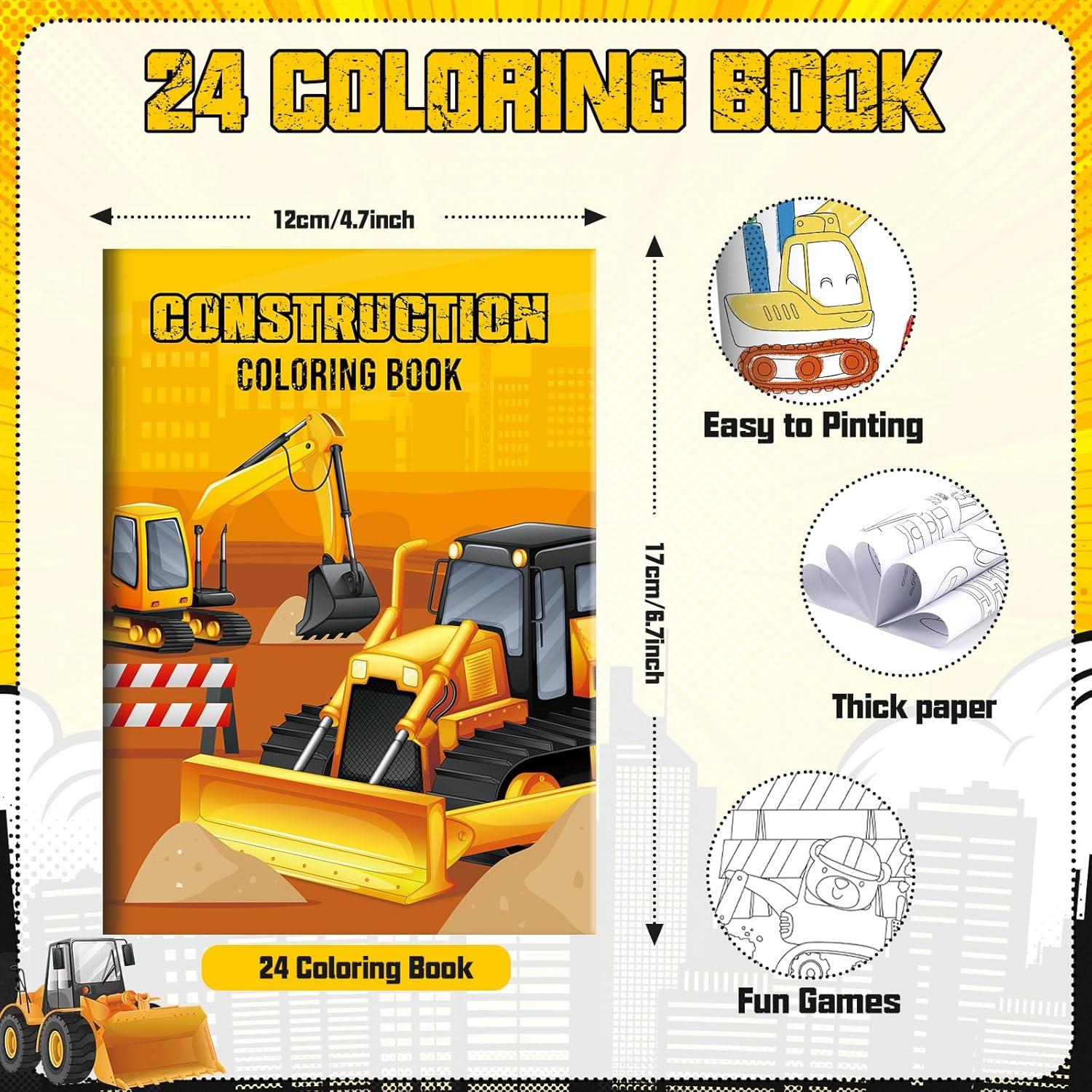 BenLouis 24 Libros de Colorear Mini Excavadora para Niños