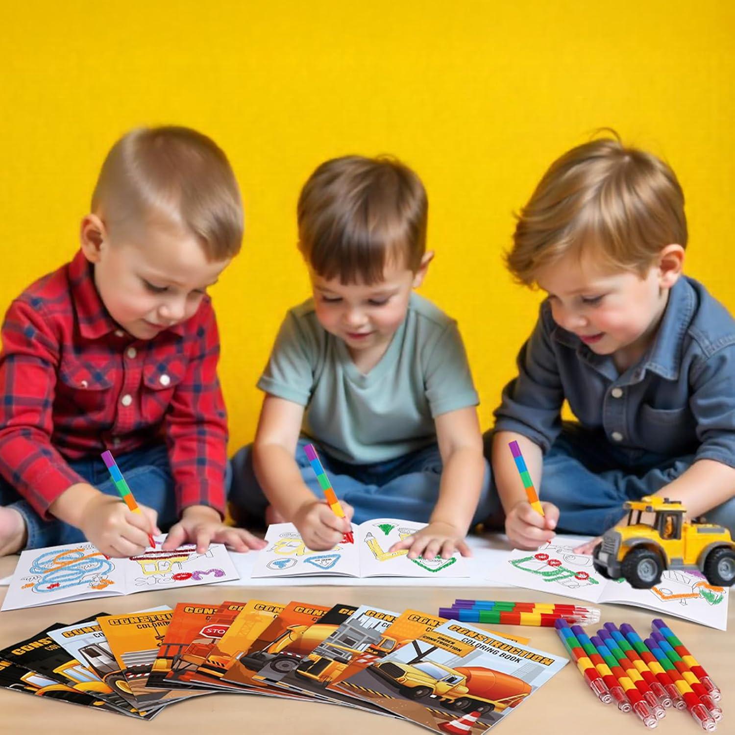 BenLouis 24 Libros de Colorear Mini Excavadora para Niños