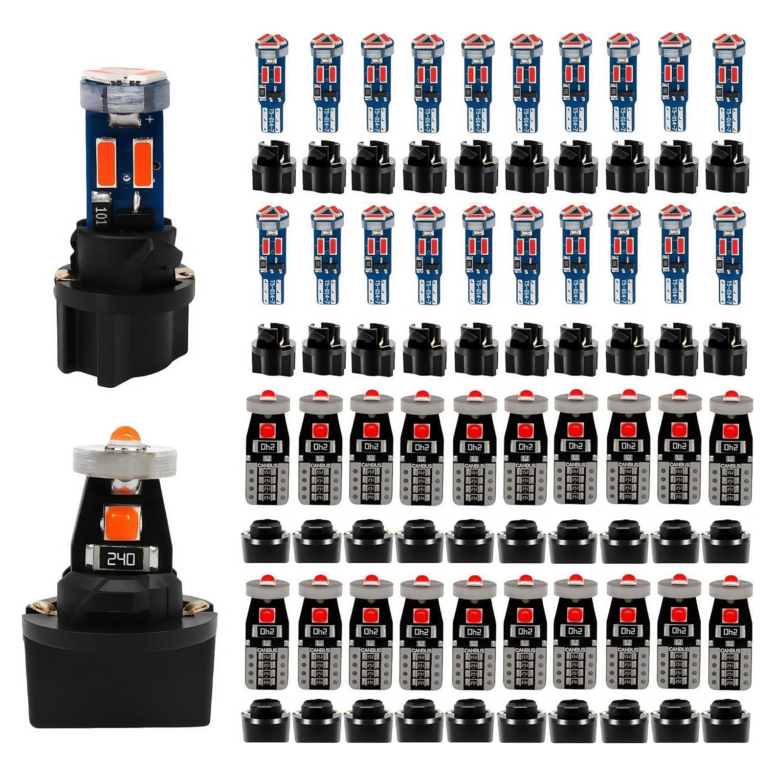 Paquete de 40 Bombillas LED T5 T10 WLJH 300 Lúmenes Rojo