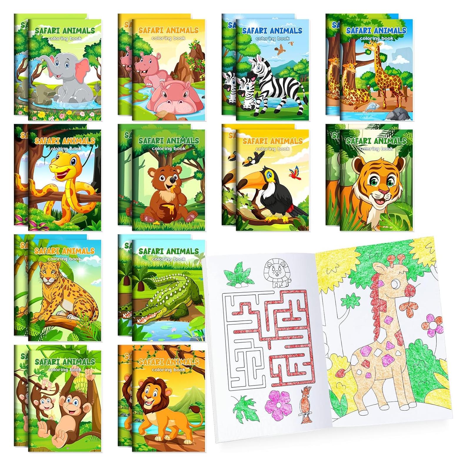 BenLouis 24 Mini Libros para Colorear Safari Niños