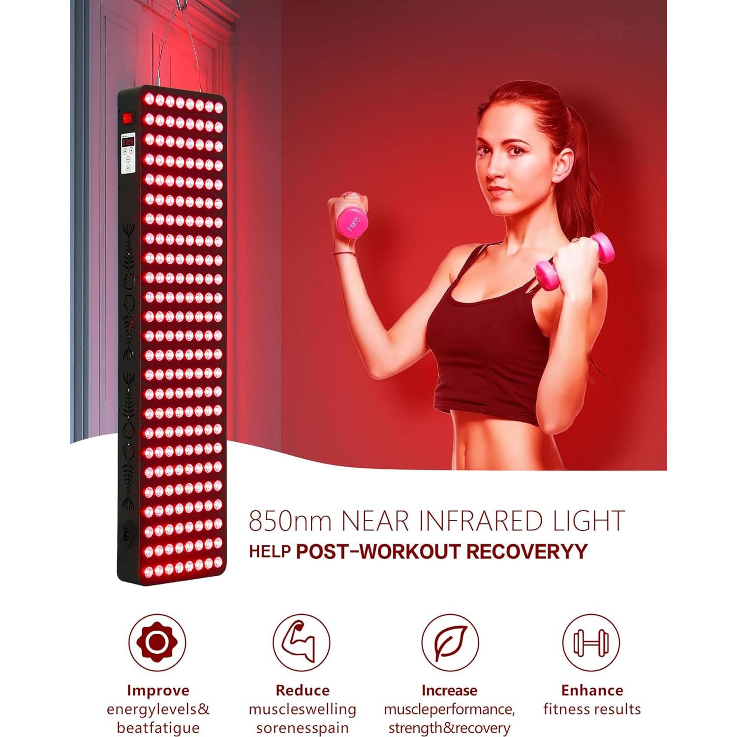 Panel Terapia Luz Roja 1000W Shuborui 200 LEDs 660nm 850nm