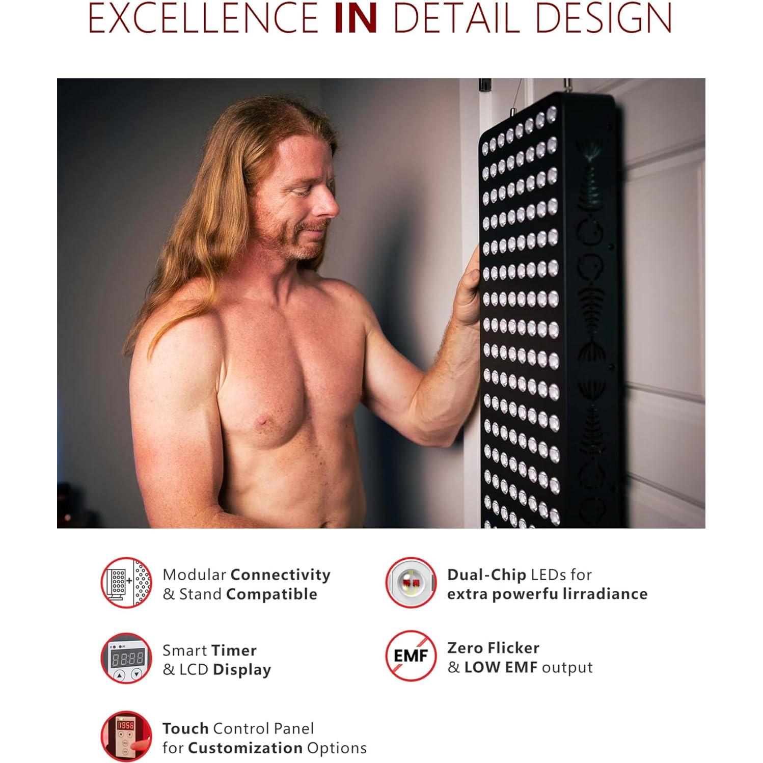 Panel Terapia Luz Roja 1000W Shuborui 200 LEDs 660nm 850nm