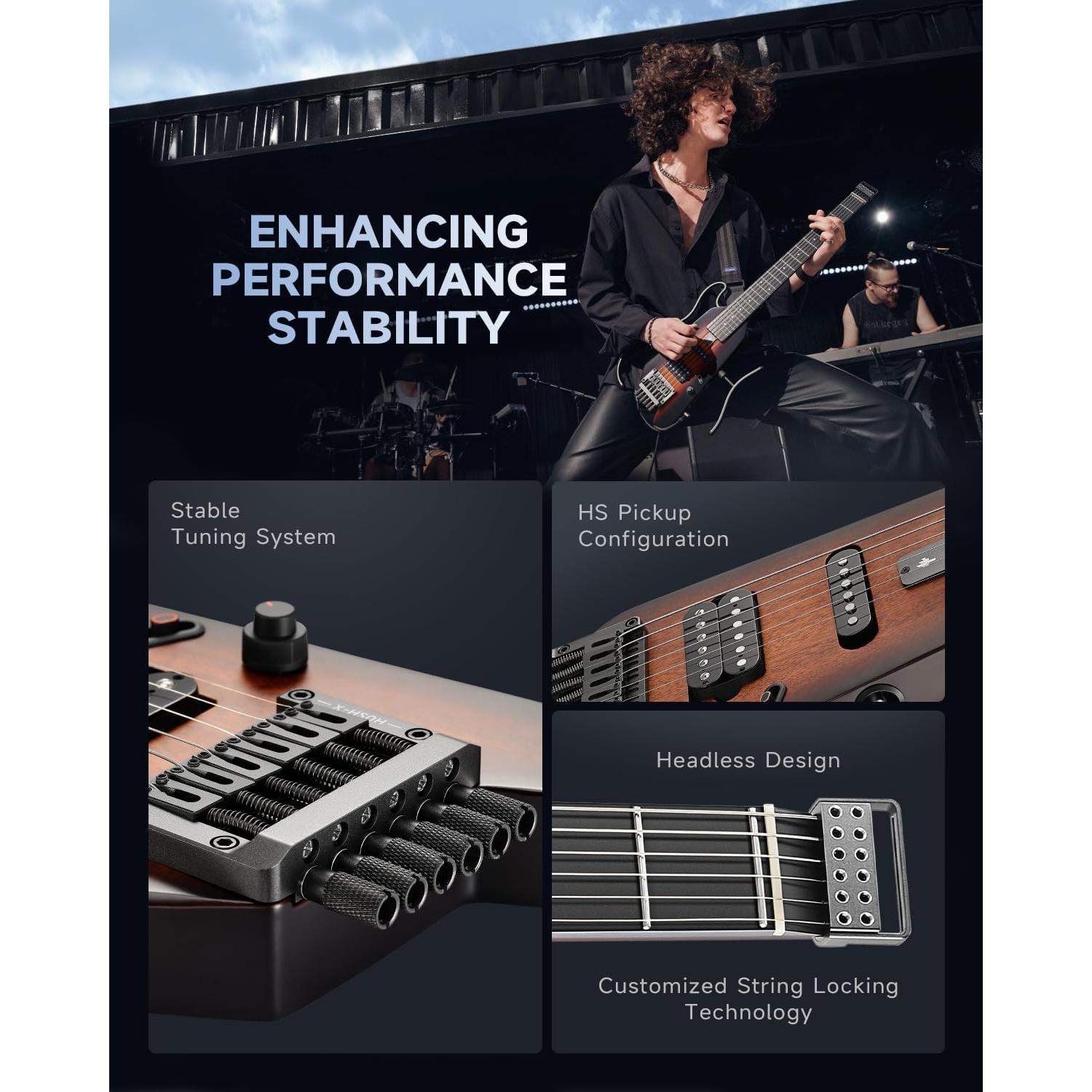 Guitarra Eléctrica Donner HUSH X Headless Ultra Ligera