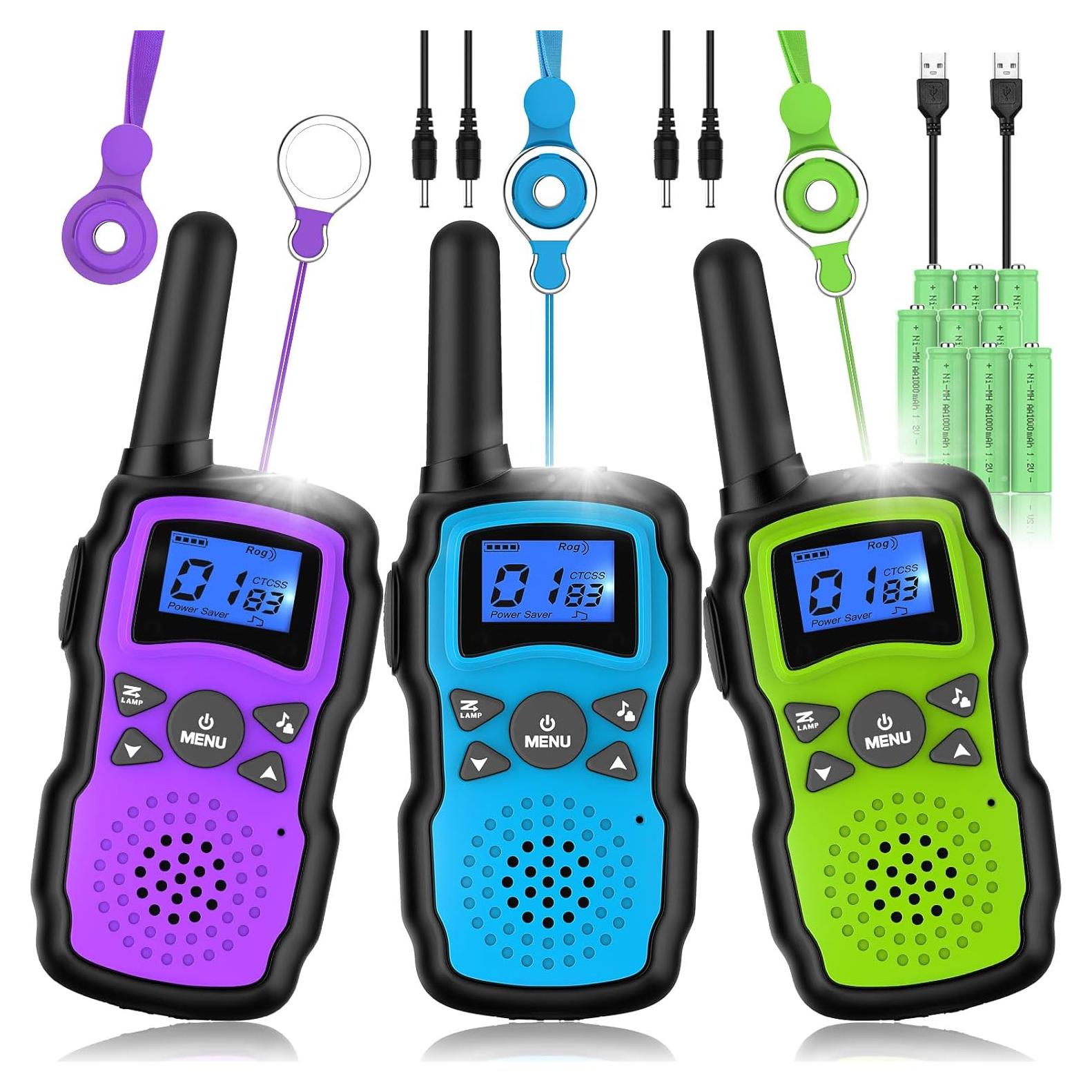 Walkie Talkies WisHouse M8 Recargables para Niños 3 Paquete