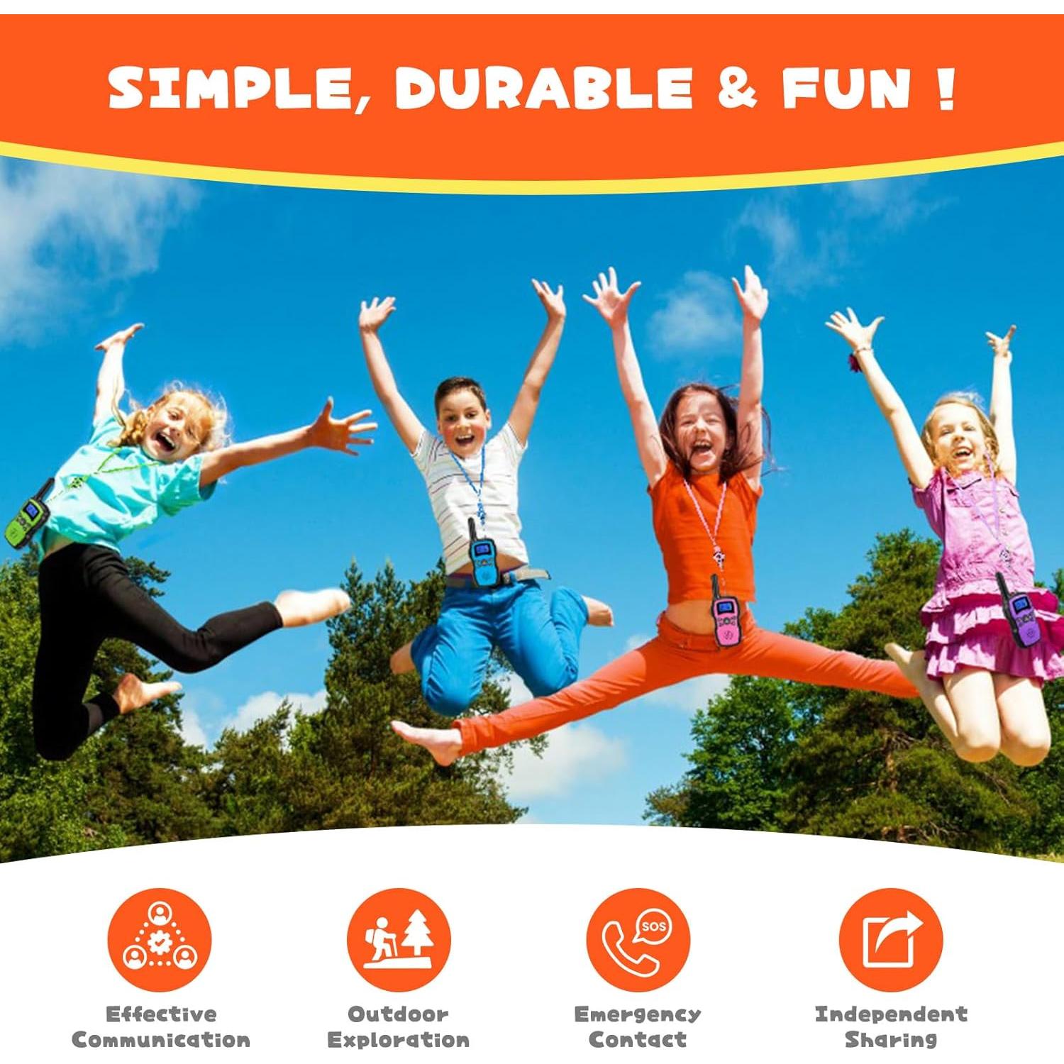 Walkie Talkies WisHouse M8 Recargables para Niños 3 Paquete