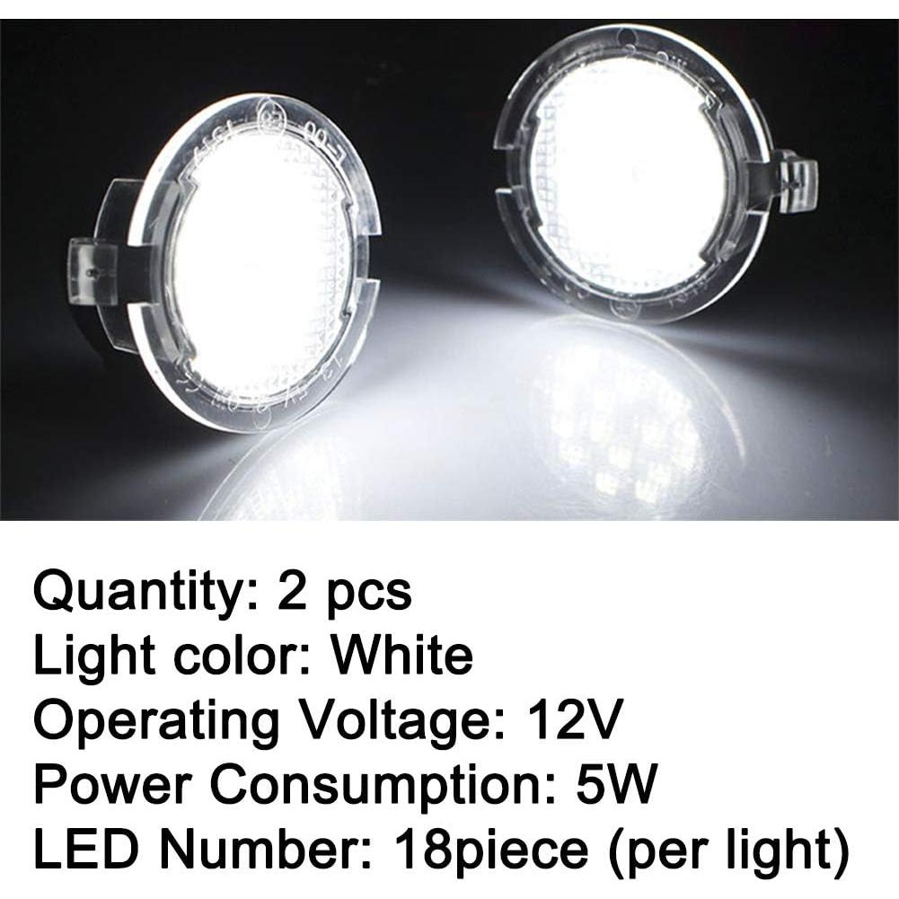 Luz de charco LED KURL-T blanca para Ford 2007-2018 - 2 pcs