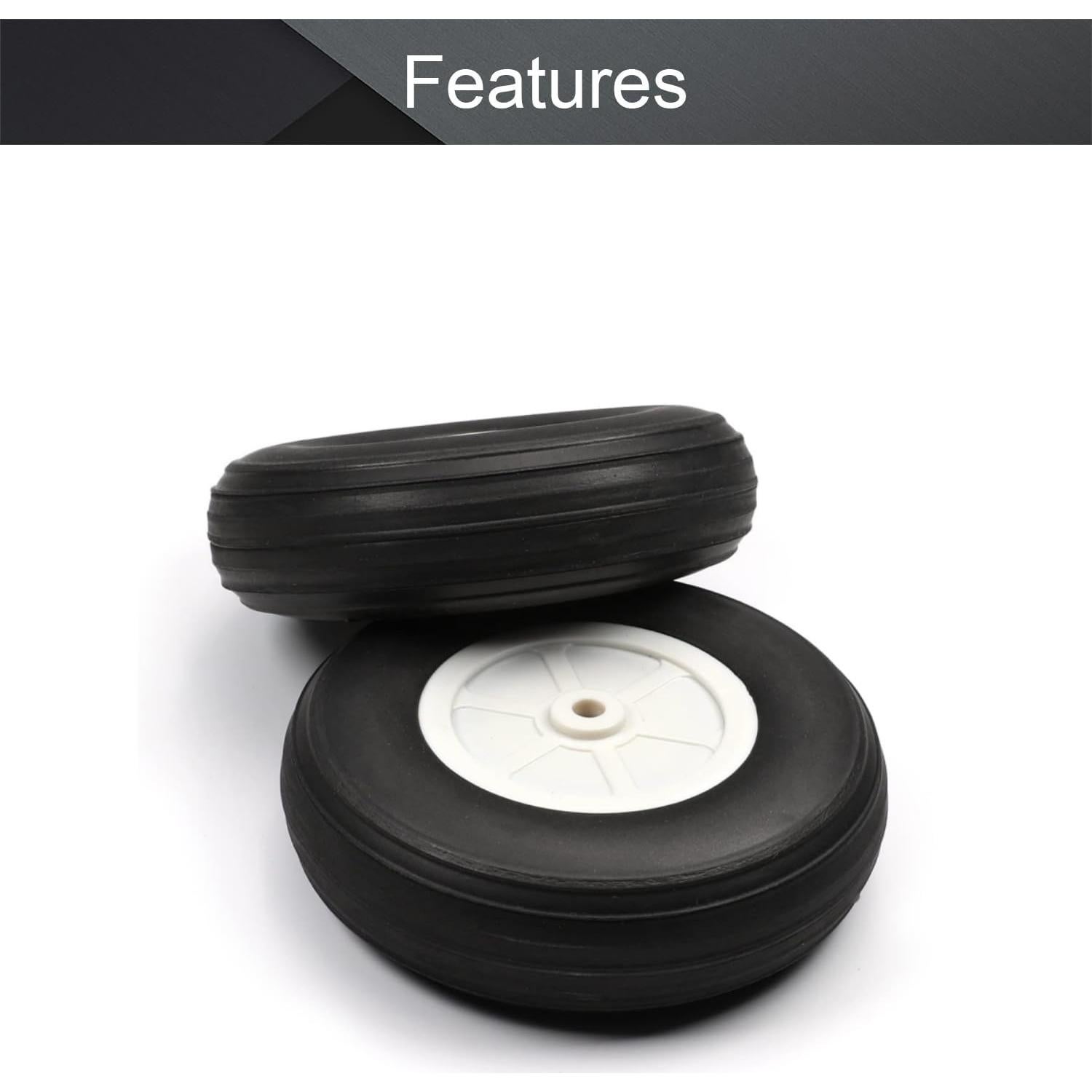 Juego de Ruedas Fielect 10.16 cm para Avión RC 2 Pcs