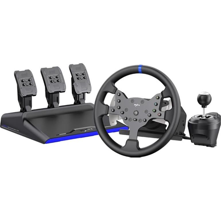 PXN-V99 Racing wheel, 3nm force feedback gaming Racing wheel, 270/900° Dismantle, with Hall magnetic induction pedal, 6+1 gear shift rod steering wheel for PS4/PS3/ Xbox One/Series X/S/PC(7/8/10/11）