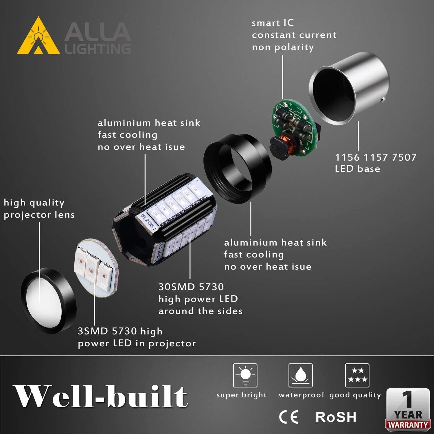 Bombillas LED BA15S 1156 Alla Lighting Rojas 2800 Lúmenes
