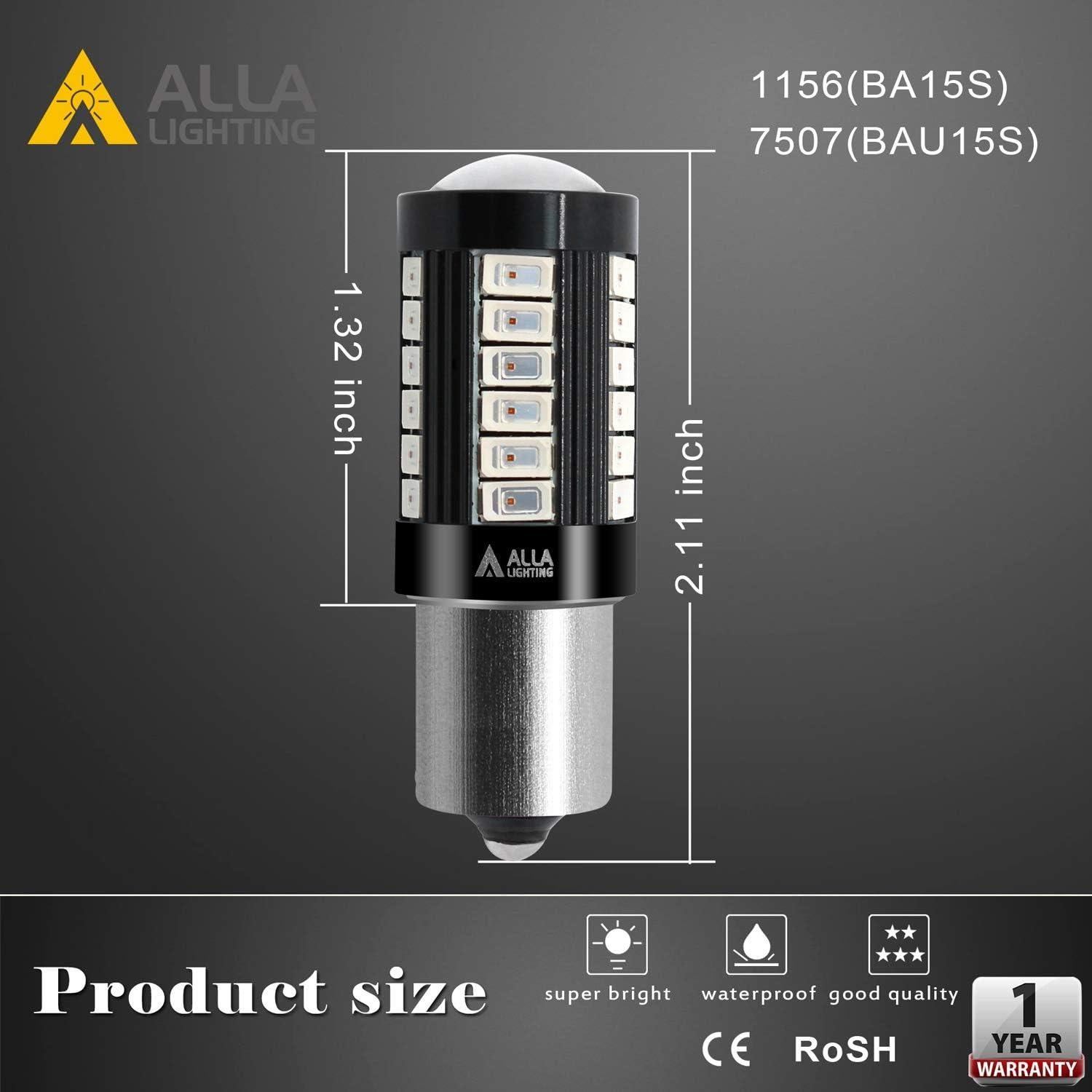 Bombillas LED BA15S 1156 Alla Lighting Rojas 2800 Lúmenes