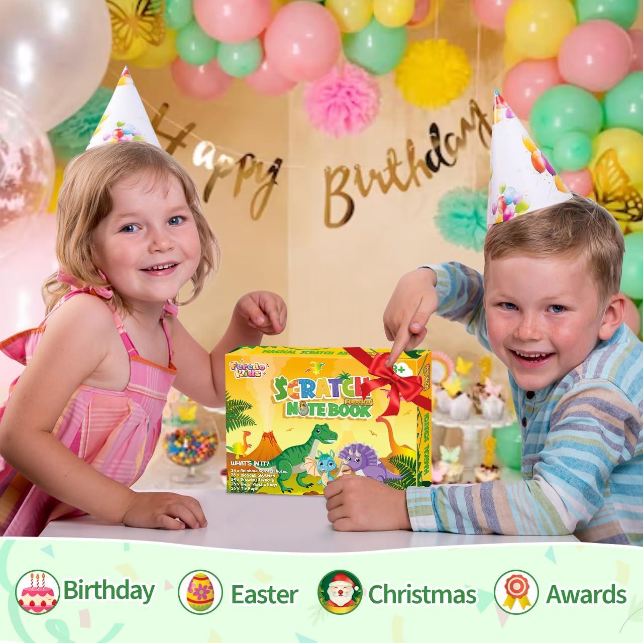 Cuadernos de Rascar Arcoíris FEREDO KIDS - 16 Dinosaurios