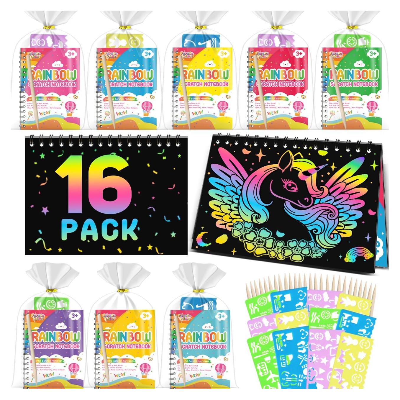 Paquete de 16 Cuadernos de Rascar para Niños - Feredo Kids