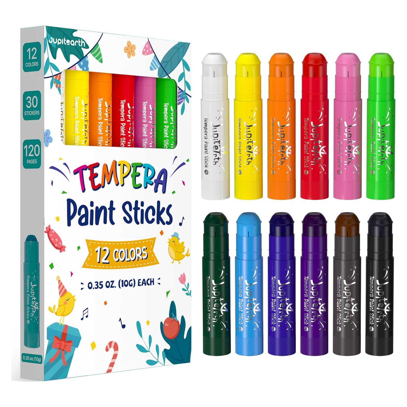 Palitos de Pintura Tempera JUPITEARTH 12 Colores No Tóxicos