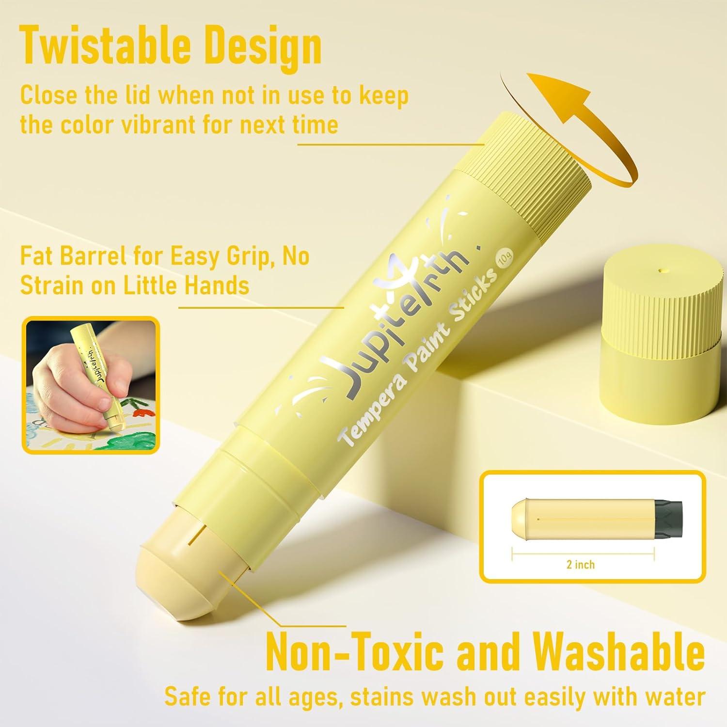 Palitos de Pintura Tempera JUPITEARTH 12 Colores No Tóxicos