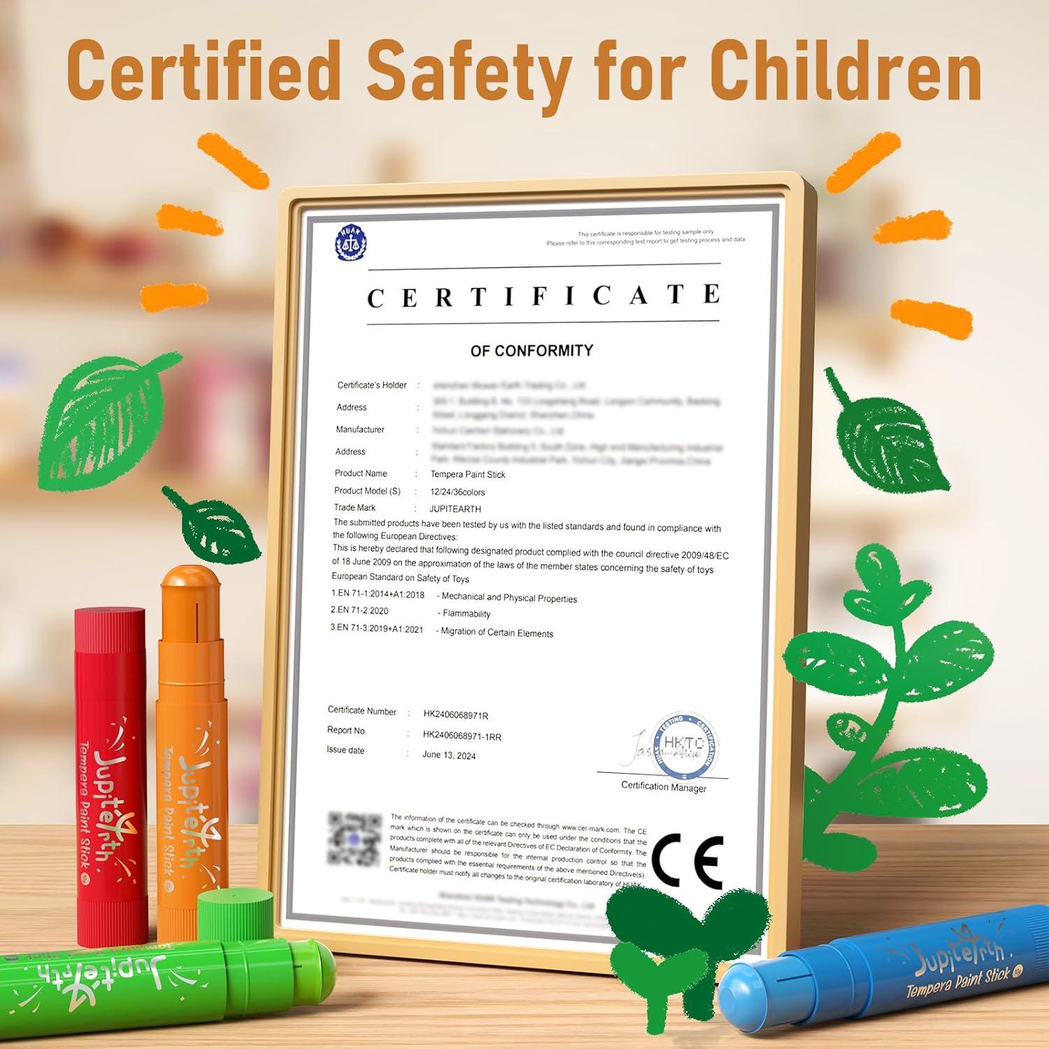 Palitos de Pintura Tempera JUPITEARTH 12 Colores No Tóxicos