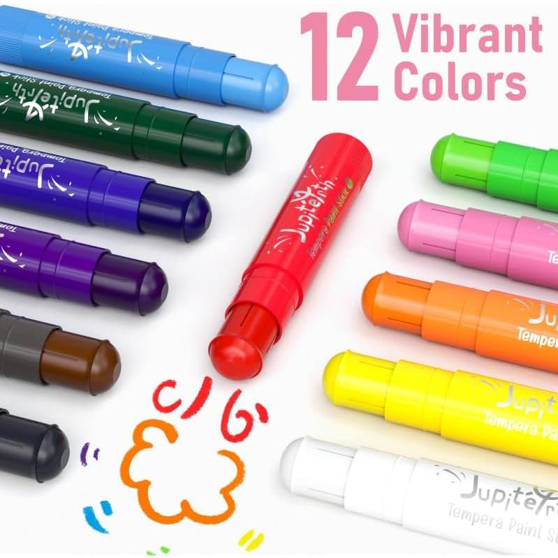 Palitos de Pintura Tempera JUPITEARTH 12 Colores No Tóxicos