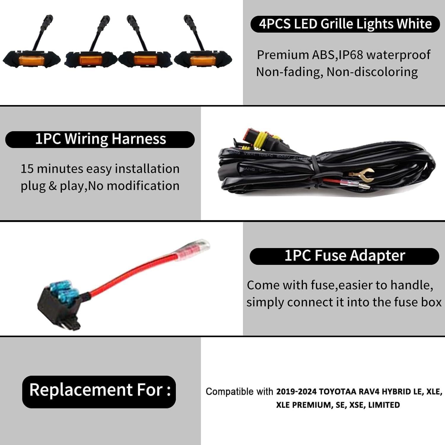 Luces de Rejilla LED FQMY Ámbar para Toyota RAV4 2019-2024