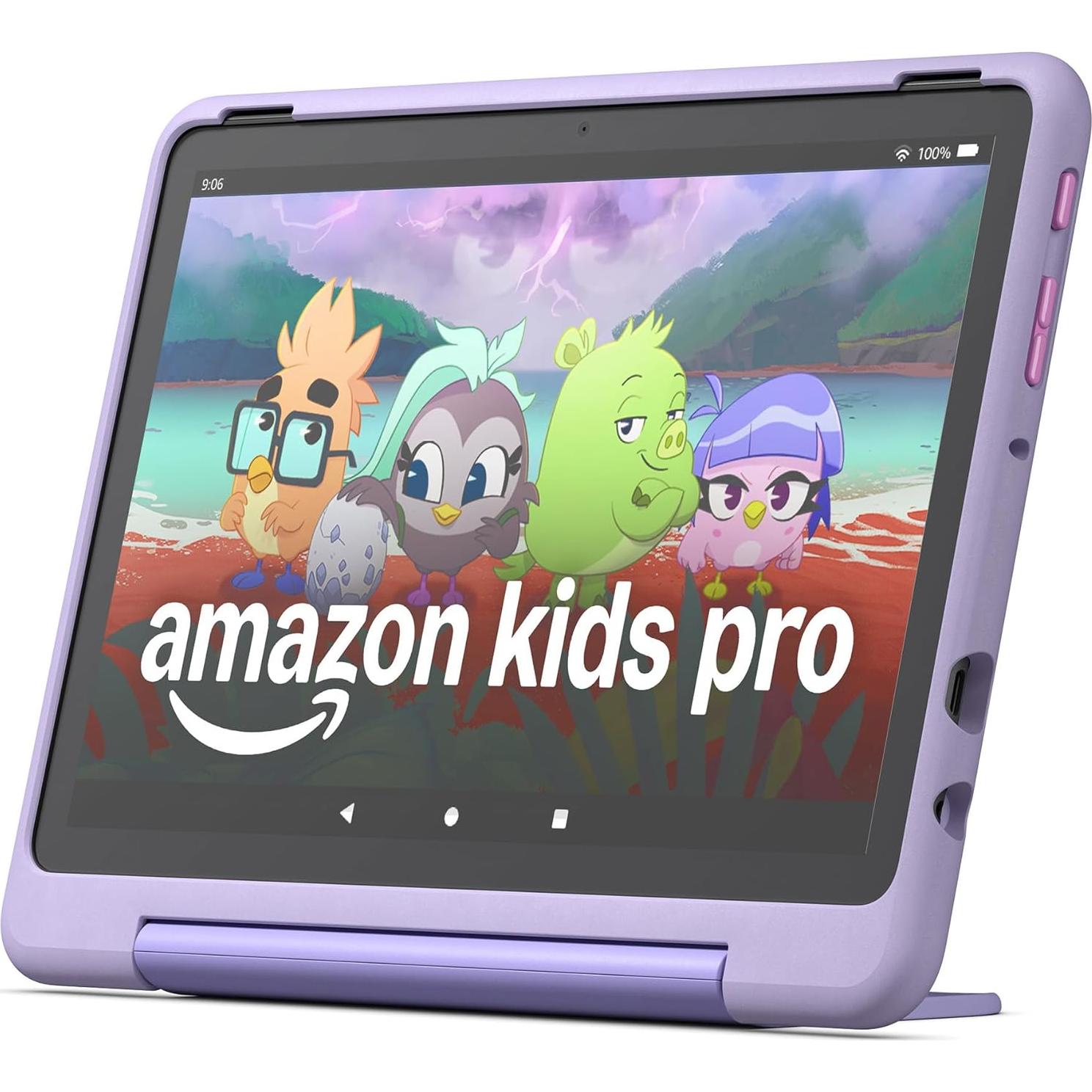 Amazon Fire HD 10 Kids Pro tablet, ages 6-12. Bright 10.1" HD screen, includes ad-free content, robust parental controls, 13-hr battery and slim case for older kids, 32 GB, Happy Day