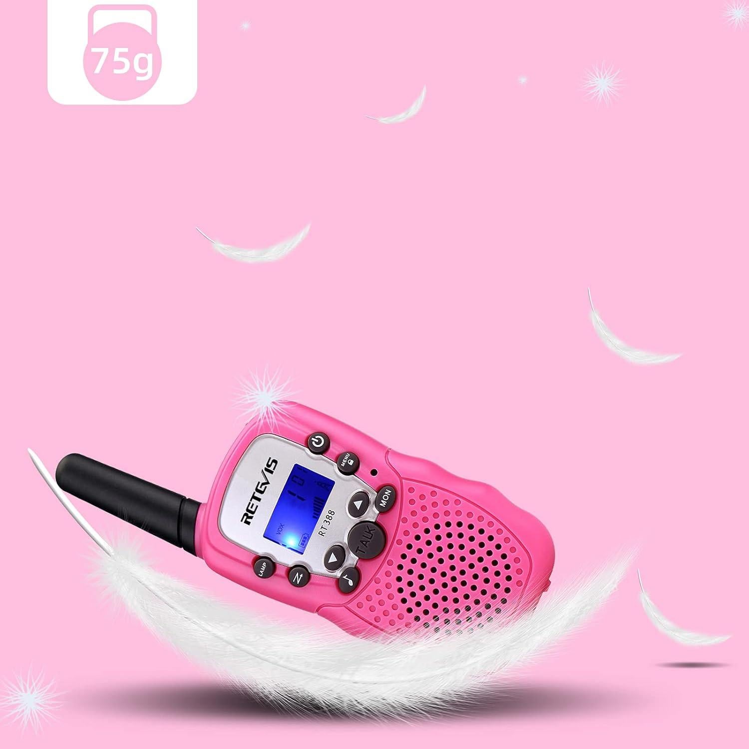 Walkie Talkies Retevis RT388 Rosa Recargables para Niños