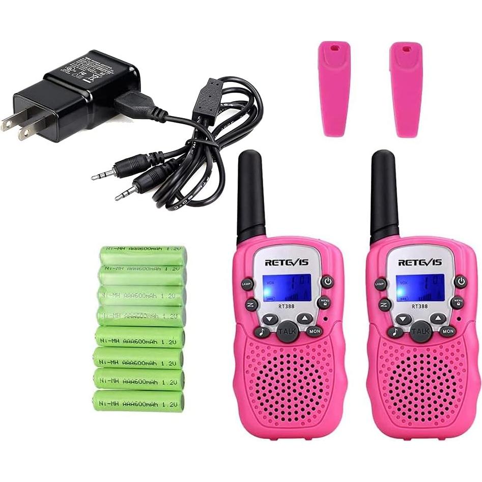 Walkie Talkies Retevis RT388 Rosa Recargables para Niños