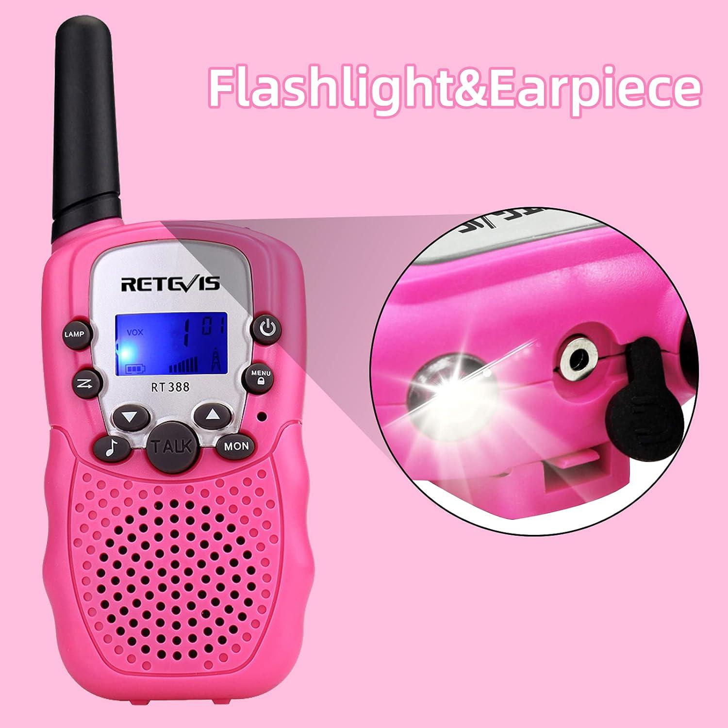 Walkie Talkies Retevis RT388 Rosa Recargables para Niños