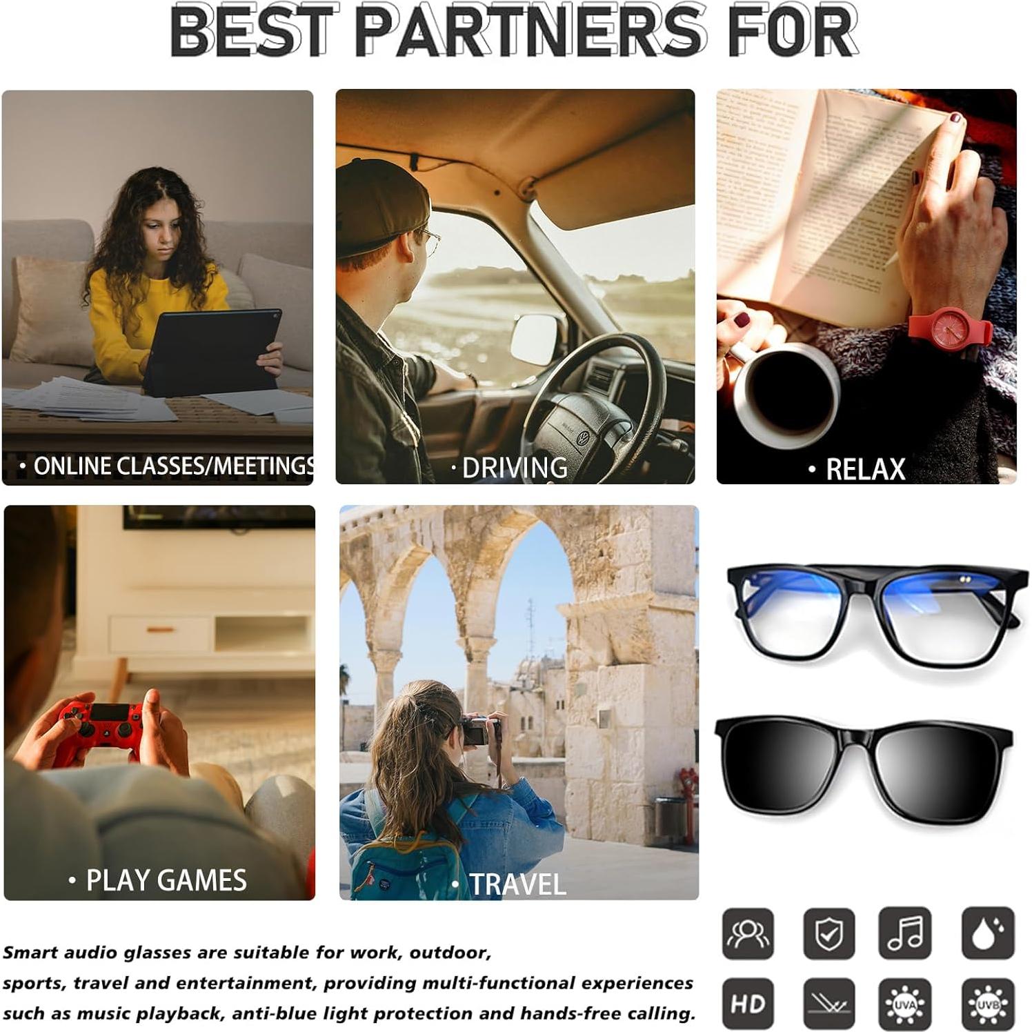 Gafas Inteligentes Fecoul con Bluetooth 5.4 y Lentes UV400