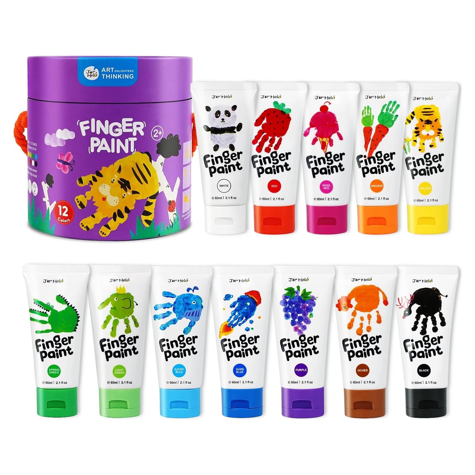Pintura para Dedos Jar Melo 12 Colores No Tóxica 60 ml