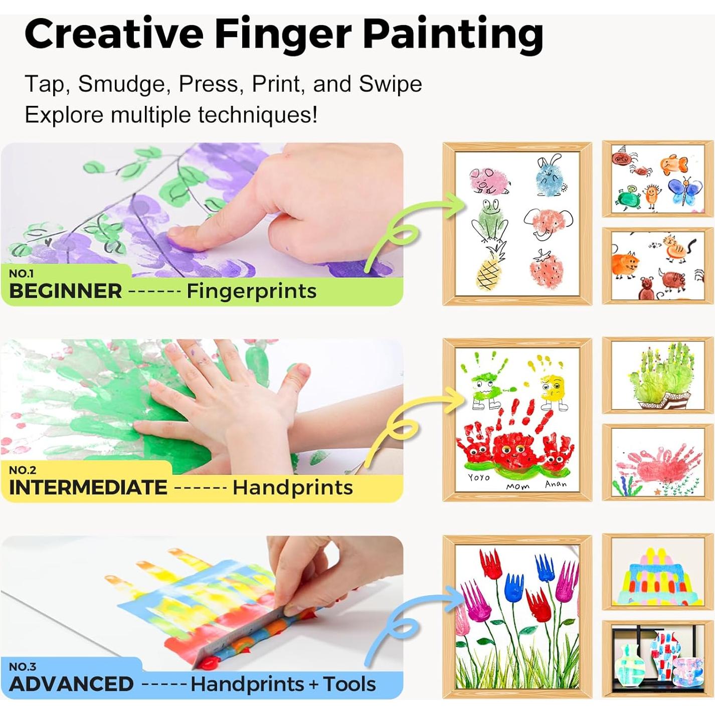 Pintura para Dedos Jar Melo 12 Colores No Tóxica 60 ml