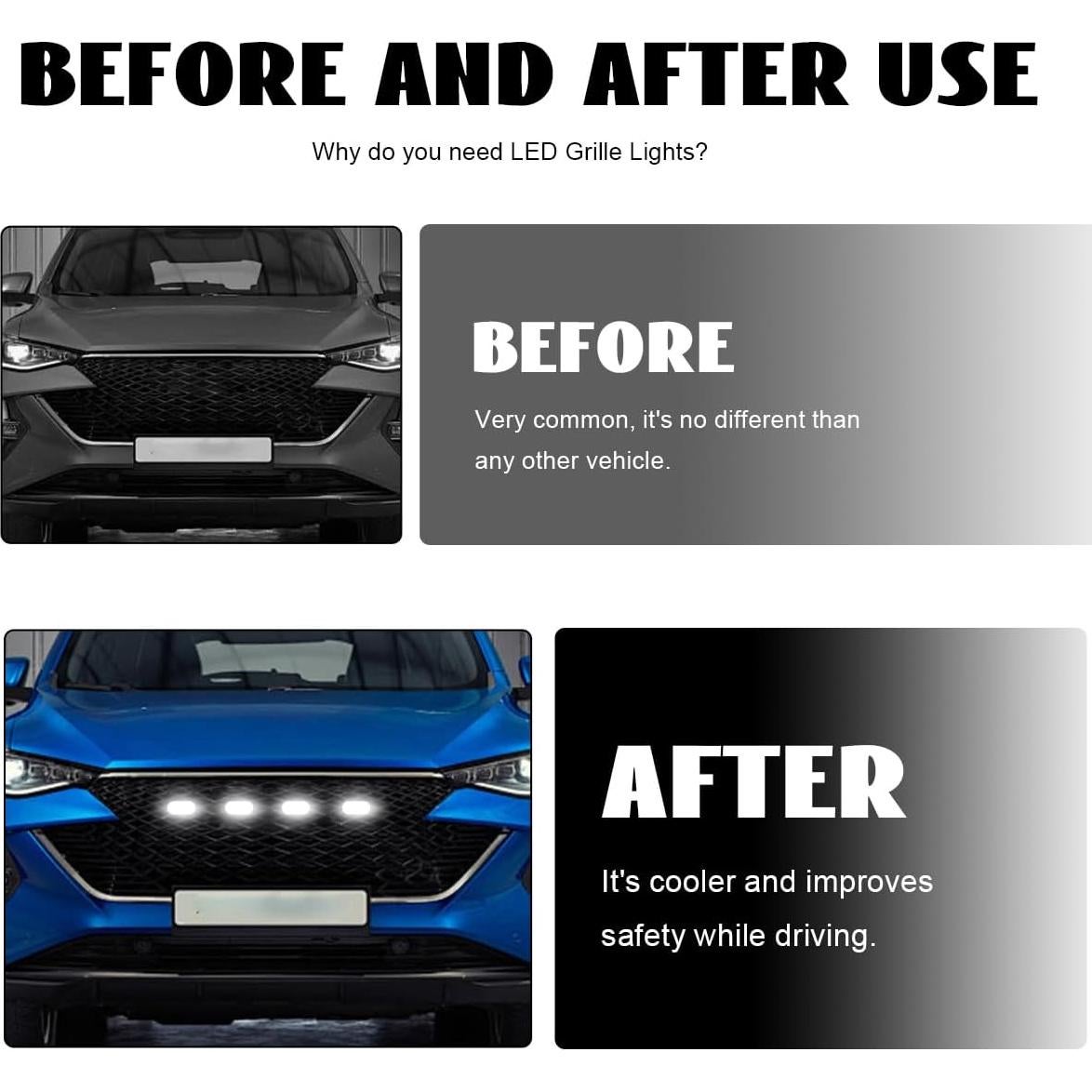 Luces LED de Rejilla KVAEY 5PCS Impermeables para Automóvil