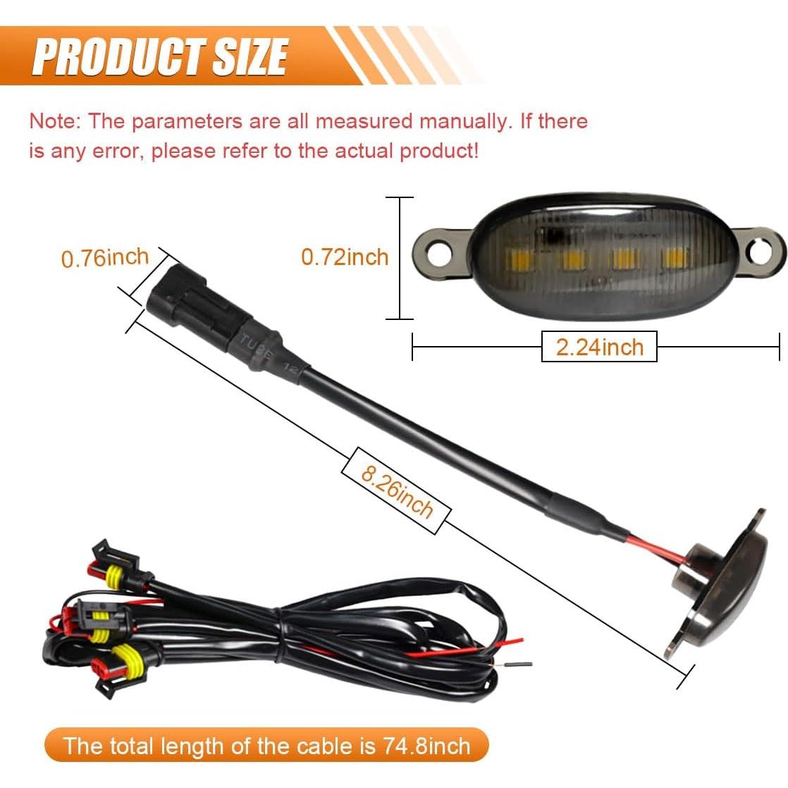 Luces LED para Parrilla Frontal BDZMC, 4 Piezas, Blanco