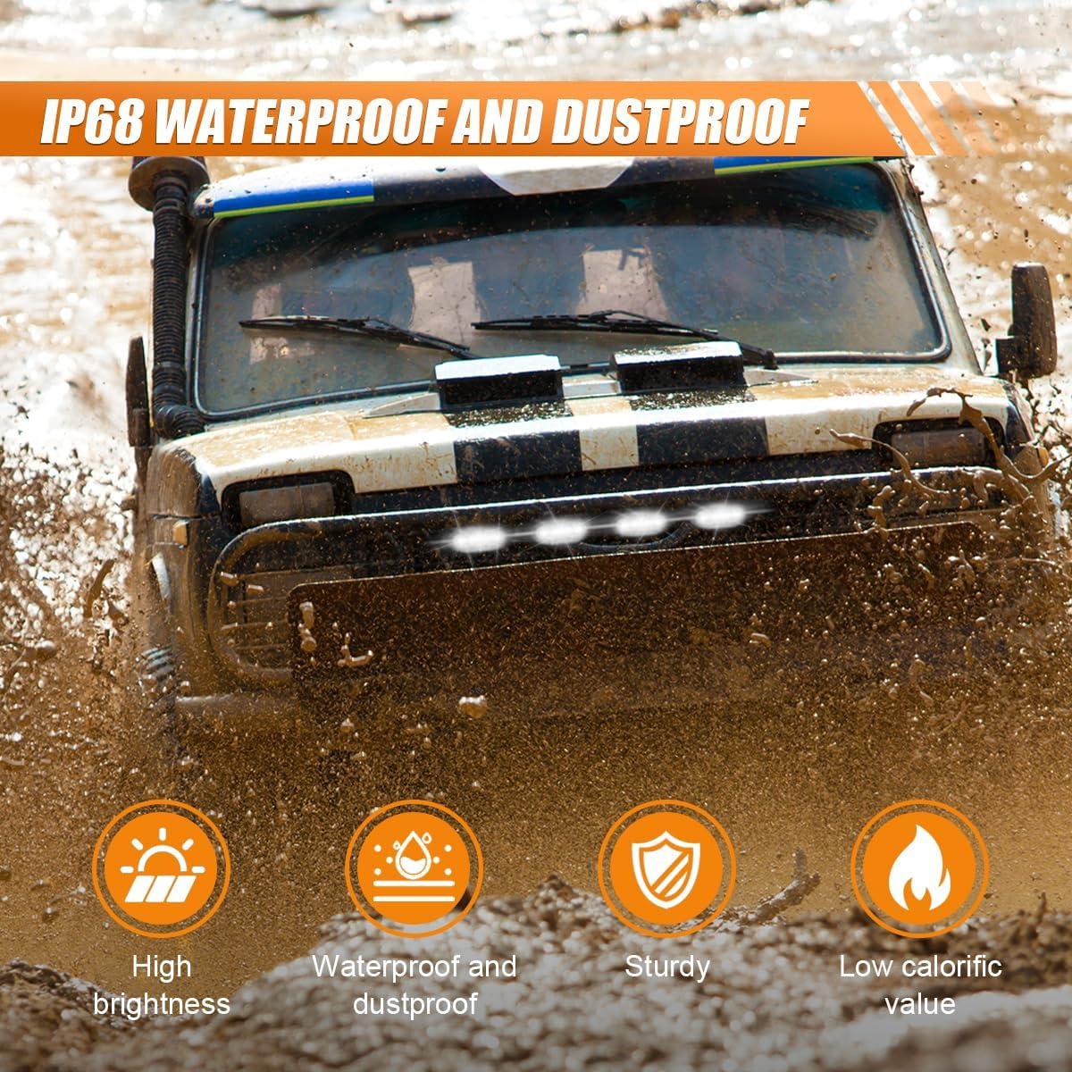 Luces LED para Parrilla Frontal BDZMC, 4 Piezas, Blanco