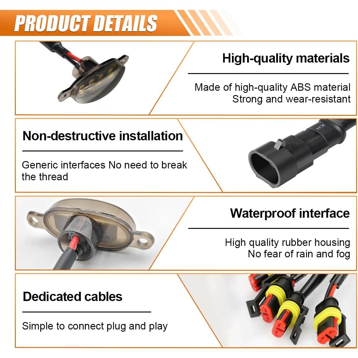 Luces LED para Parrilla Frontal BDZMC, 4 Piezas, Blanco