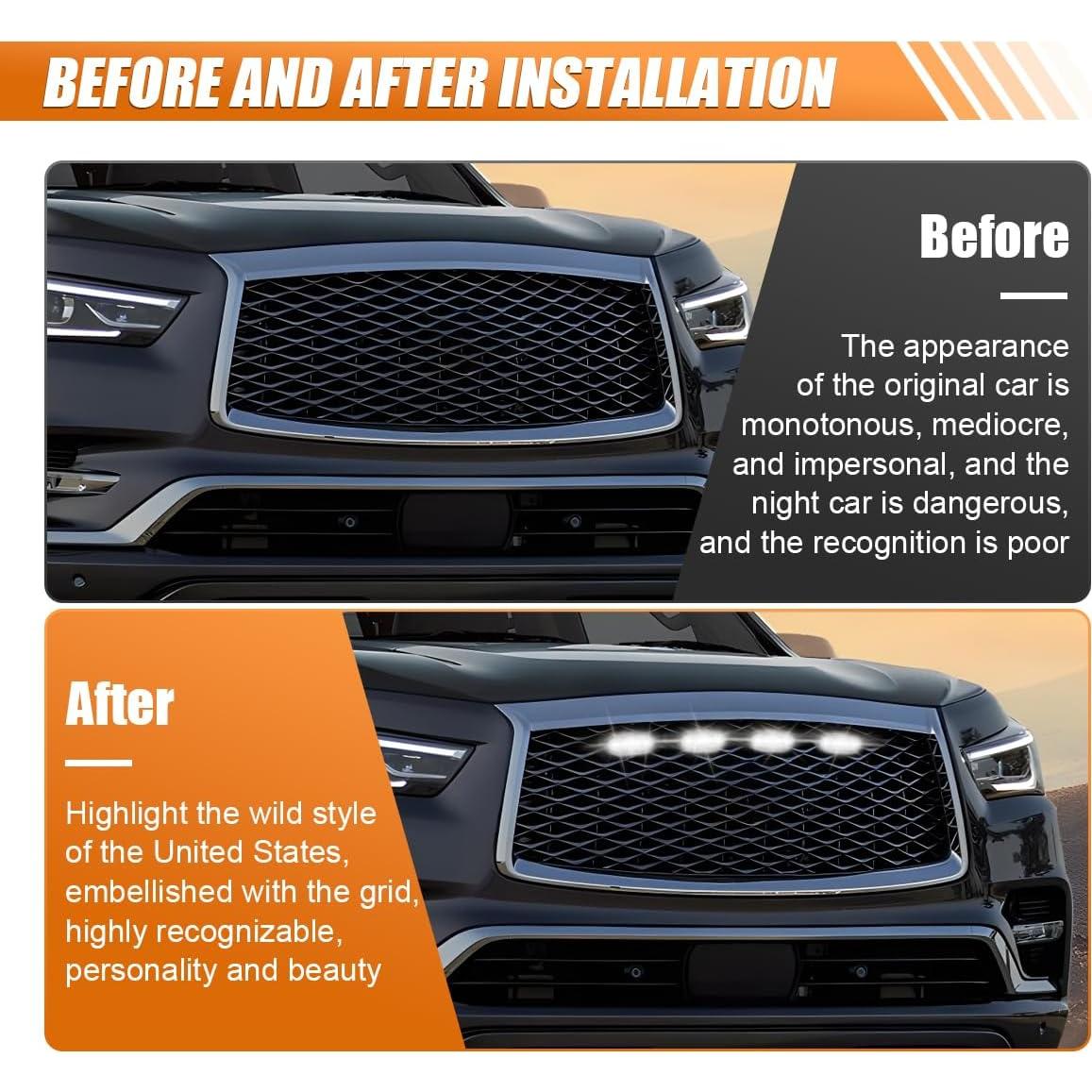 Luces LED para Parrilla Frontal BDZMC, 4 Piezas, Blanco