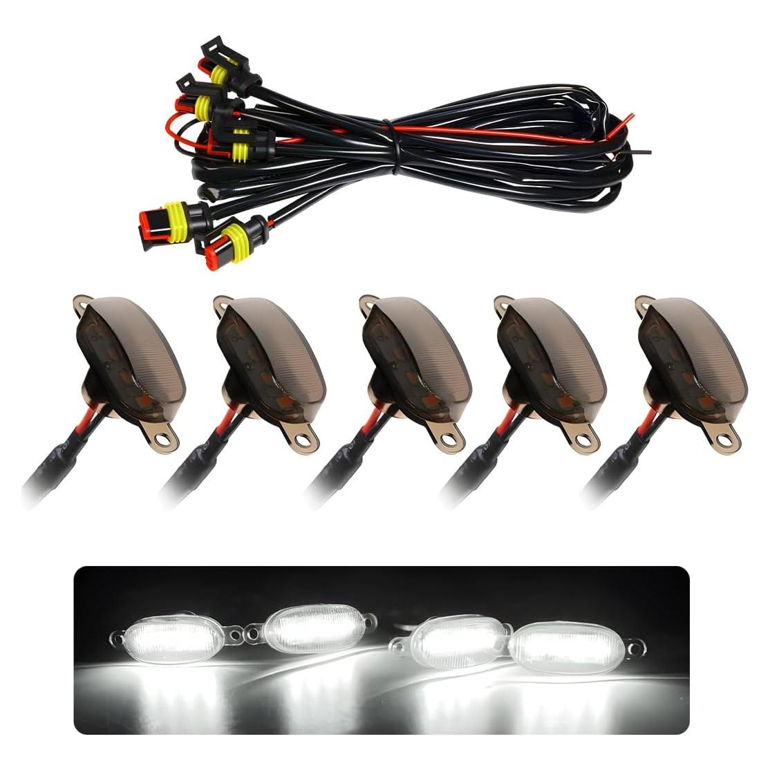 Luces LED de Parrilla FSTURIOS 5 PCS para Auto Negro/Blanco