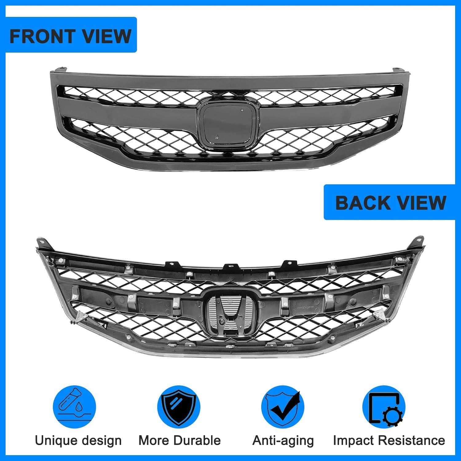 Parrilla Delantera Honda Accord 2011-2012 Negra ABS
