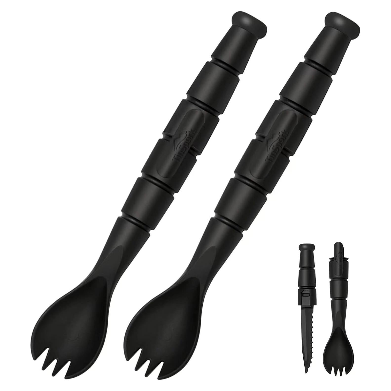 Cuchara Tenedor Táctico Haxrotin 3 en 1 Portátil Negro