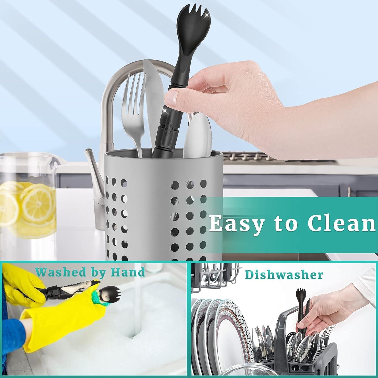 Cuchara Tenedor Táctico Haxrotin 3 en 1 Portátil Negro