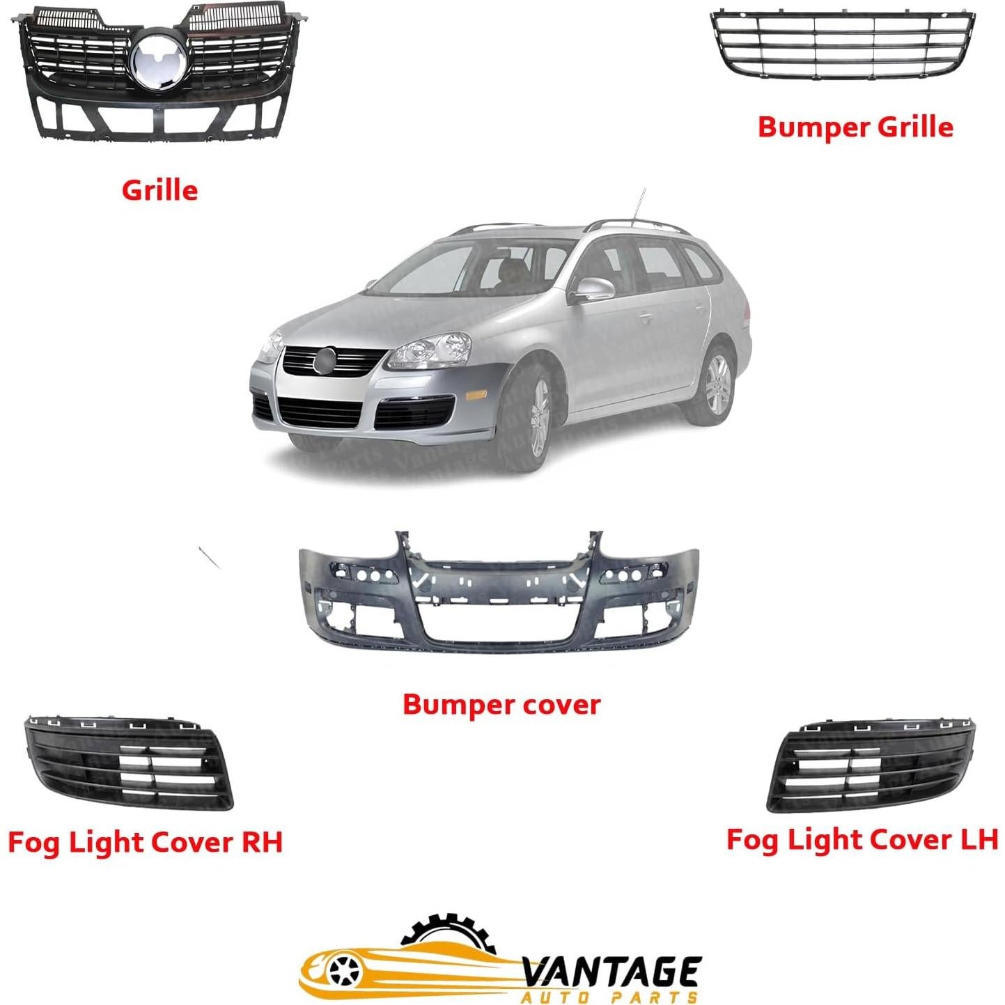 Cubierta Parachoques Delantero Imprimada Vantage para VW Jetta 2005-2010