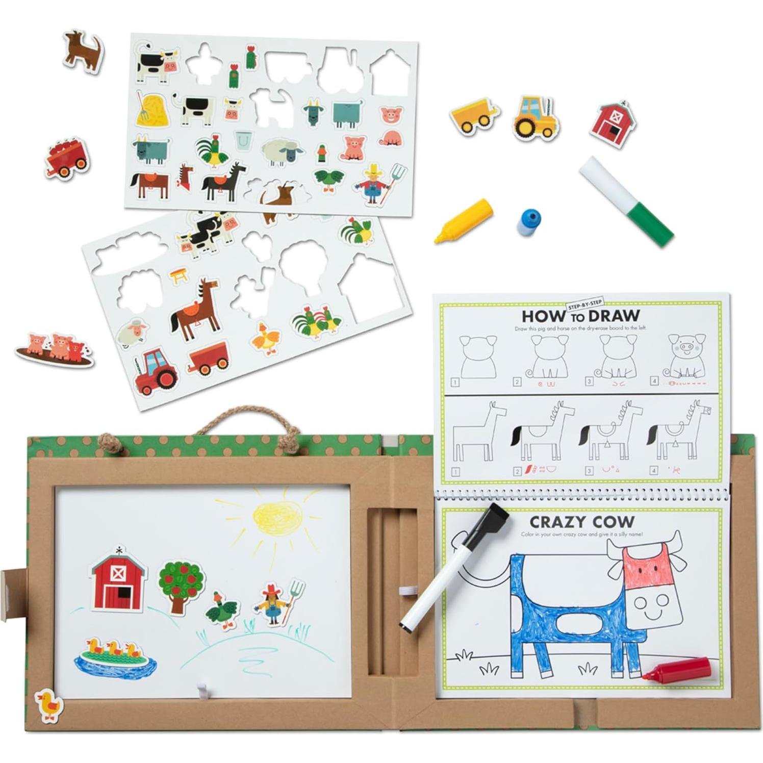 Juego Natural Melissa & Doug Kit Dibujo Granja 45 Magnetos